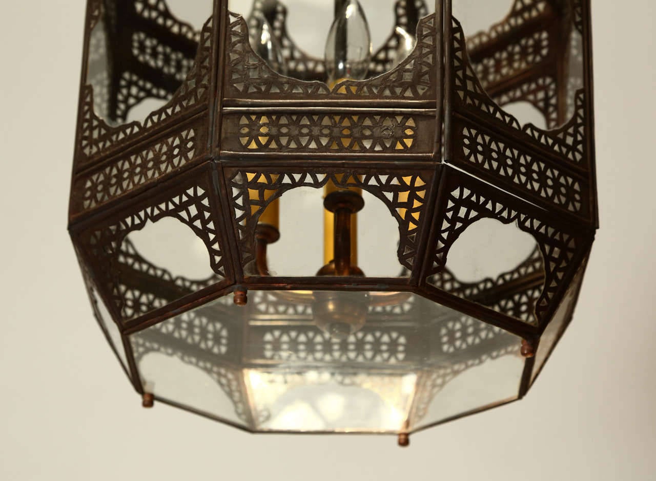 Metal Moroccan Moorish Clear Glass Pendant