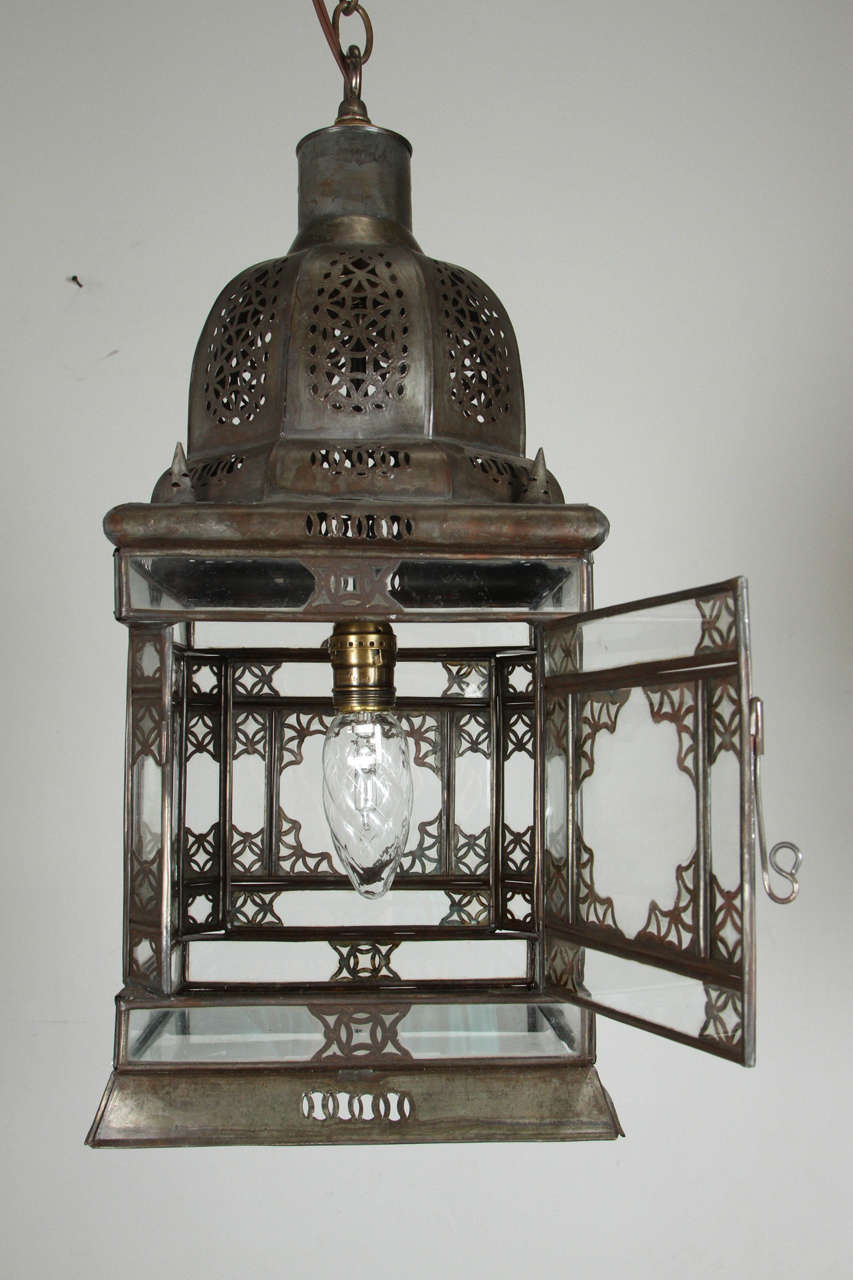 Hand-Crafted Moroccan Moorish Hanging Glass Lantern set of 4