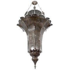 Large Vintage Moorish pierced brass chandelier