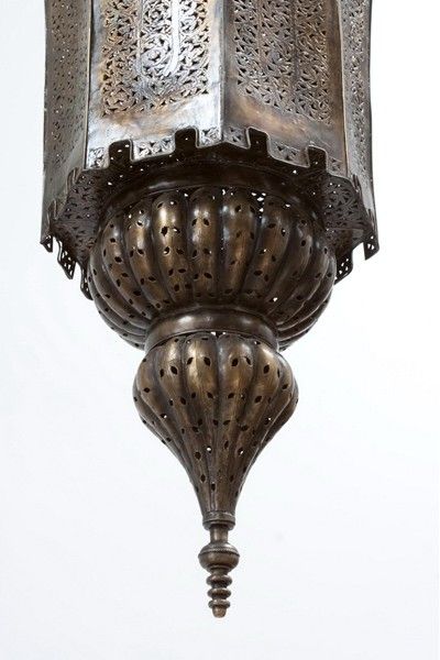 Moroccan Large Vintage Moorish pierced brass chandelier