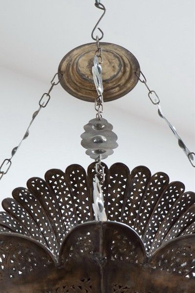 Brass Large Vintage Moorish pierced brass chandelier