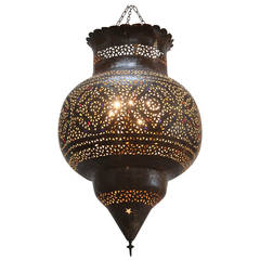 Grande lampe suspendue marocaine en laiton