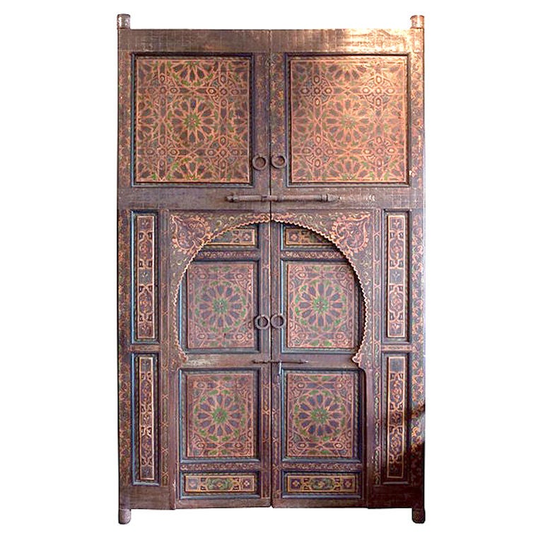 Authentic pair of hand-painted Moroccan doors