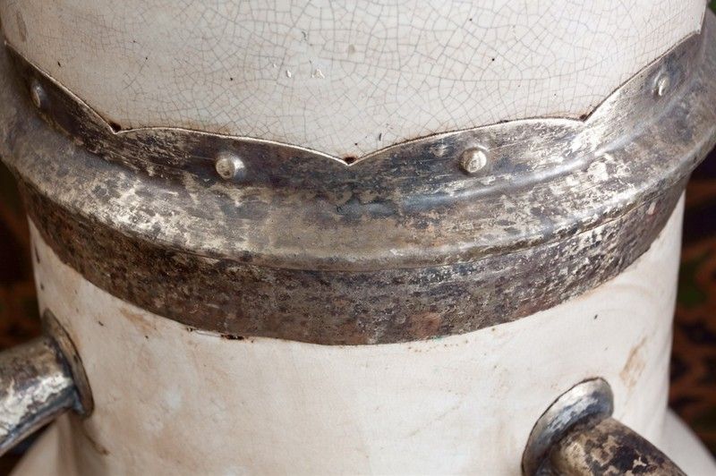 Moroccan Large Olive Ceramic Urns with Lid from Morocco