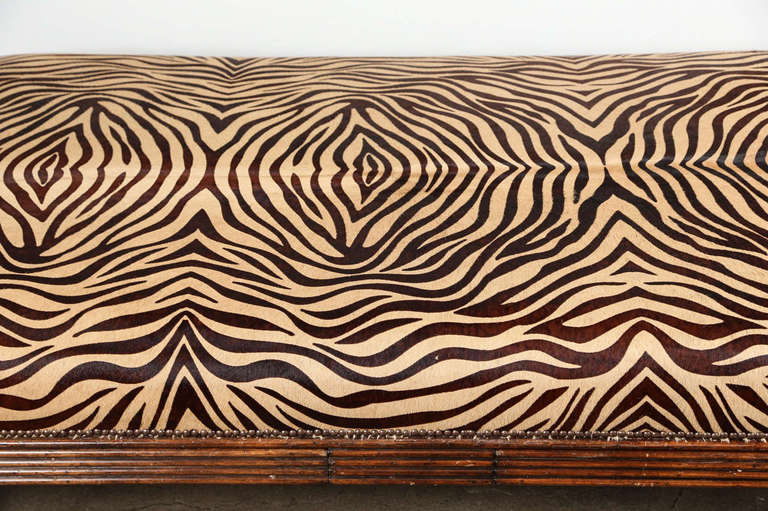 English Coffee Table Ottoman in Leather Hide