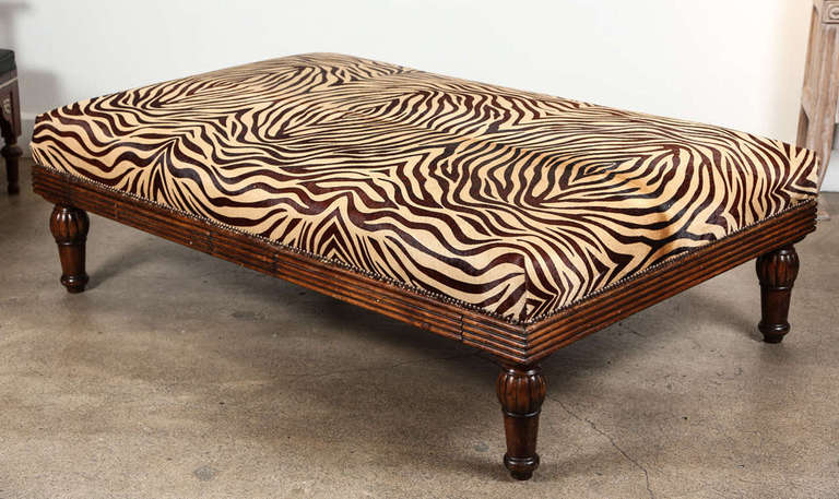 Coffee Table Ottoman in Leather Hide In Good Condition In North Hollywood, CA