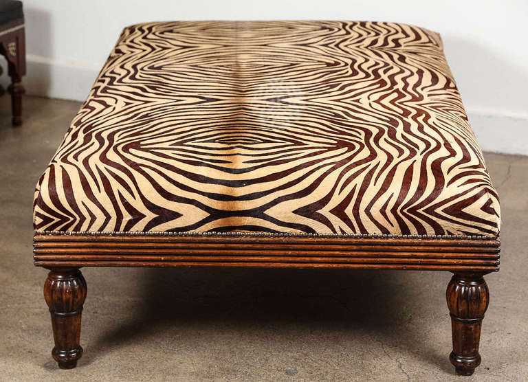 20th Century Coffee Table Ottoman in Leather Hide