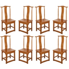 Set of Eight Antique MCM Chinese Dining Room Chairs in Ming Style
