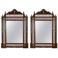 Pair of Syrian Damascus Mirrors Inlaid with Mother of Pearl 7