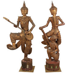 Hand-carved Thai Temple Gilted Sculptures 3