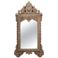 Vintage Palatial Oversized Syrian Mother of Pearl Inlaid Mirror