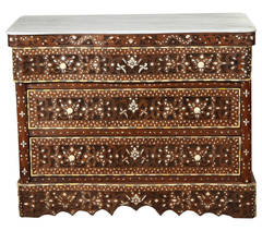 Vintage Syrian Chest of Drawers Inlay with Mother of Pearl