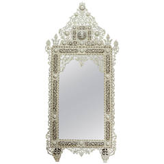 Retro Syrian White Inlay Mirror, Late 20th century, 10ft Height
