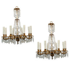 Pair of Eight-Light Chandeliers in the French Taste