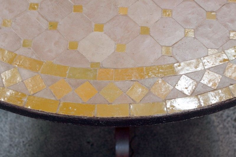 Moorish Mosaic Round Tile Table,  Indoor or Outdoor use