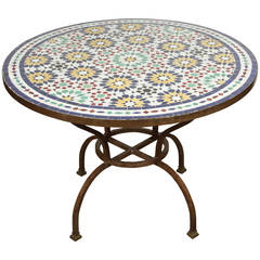 Vintage Moroccan Mosaic Tile Table from Fez