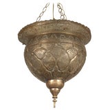 Ancienne lampe de mosquée ottomane en laiton percé.
