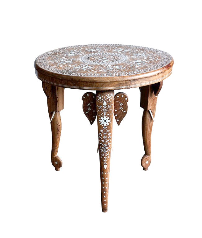 Indian Side Table inlaid With Mother of Pearl