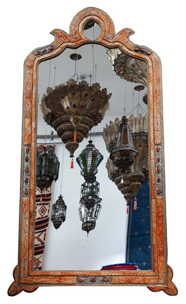 Moroccan EXTRA LARGE MOROCCAN MIRROR BONE AND METAL FILIGREE