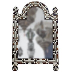 Vintage Moroccan Mirror inlaid with ebony bone and silver