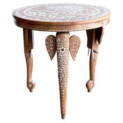 Side Table Inlaid With Mother of Pearl Moroccan Style Round Table