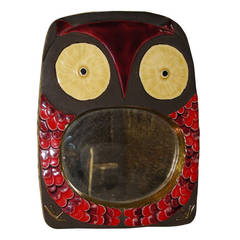 1960s Mirror with Vallauris Ceramic Frame