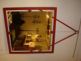 Red Framed Mirror by Jacques Adnet