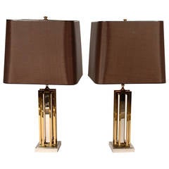 Pair of Lamps by Willy Daro, Brass and Chrome