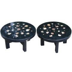 D&H - Pair of Side tables in Resine and amonyte