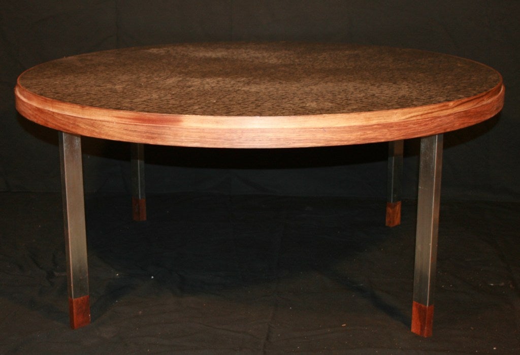 Steel Etched Coffee Table In Excellent Condition For Sale In New York, NY