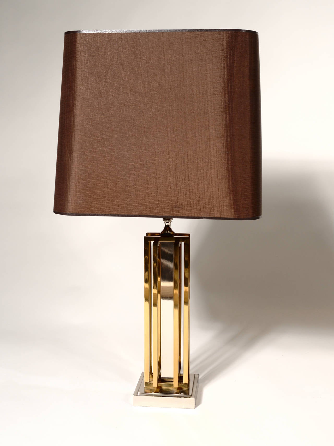 Mid-Century Modern Pair of Lamps by Willy Daro, Brass and Chrome
