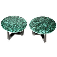 Pair of Side Tables in Malachite