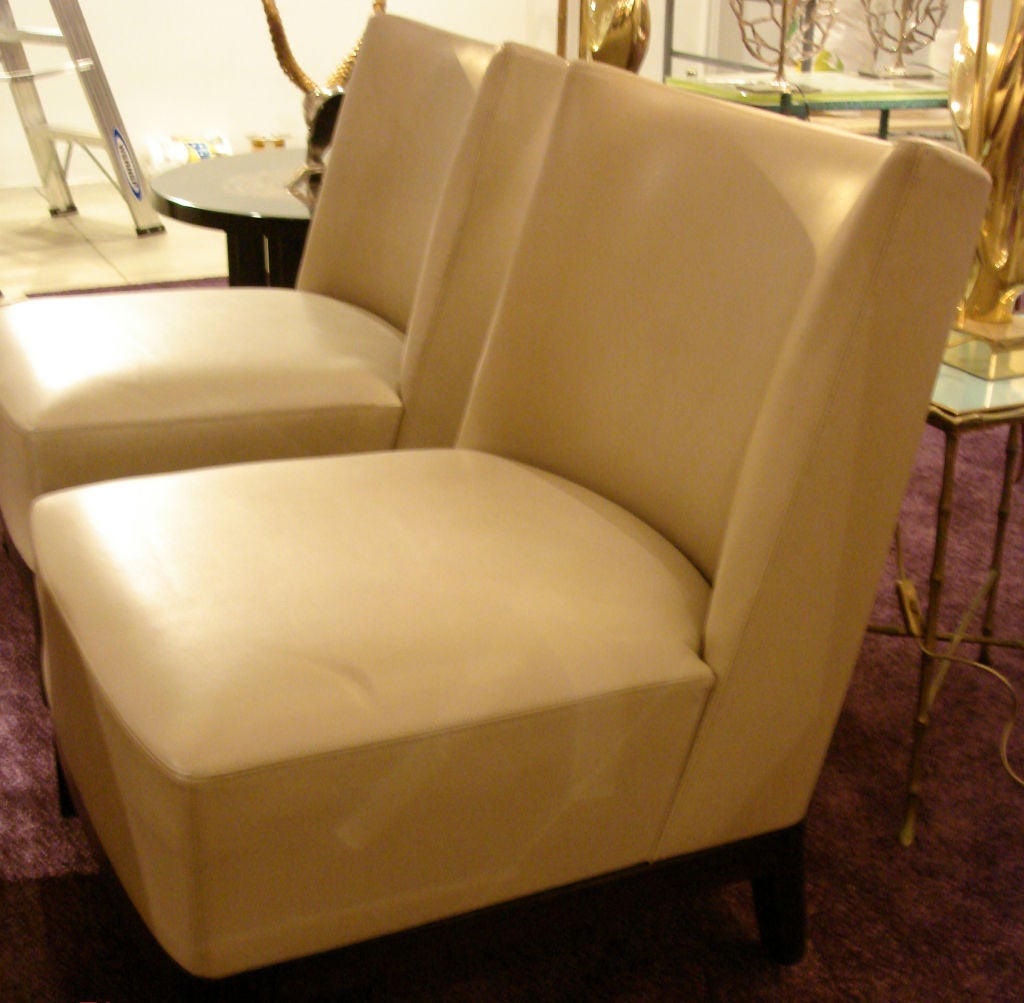 French Pair of leather armchairs by Christian Liaigre