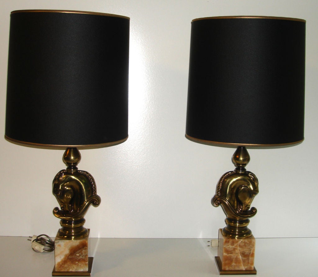 Maison Charles, Pair of Large Bronze Lamps For Sale 1