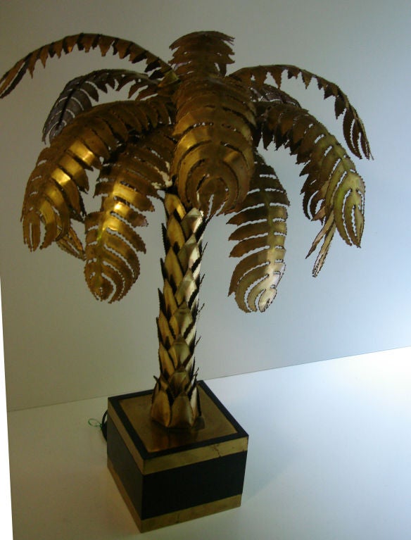 Palm Tree shaped copper Lamp by Maison Jansen.