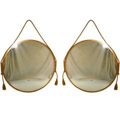Vintage Pair of 1940
s brass mirrors