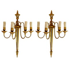 Pair of Sconces with Silvered and Gilded Metal 3