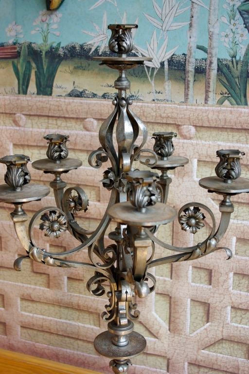 Pair of Large Medieval Style Candelabras For Sale at 1stdibs