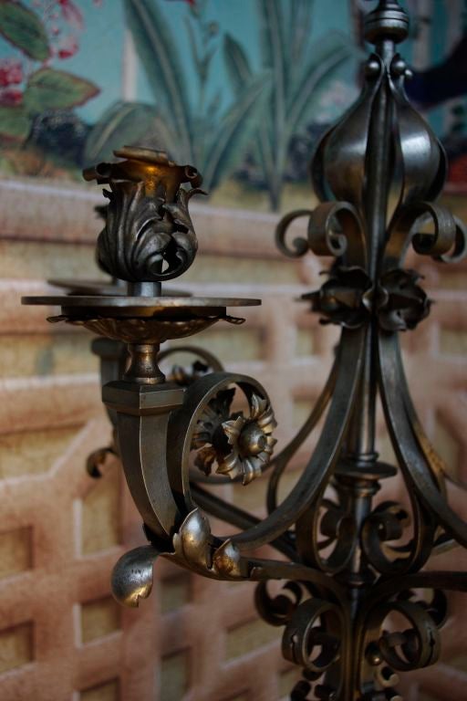 Pair of Large Medieval Style Candelabras signed L'Arnaud, circa 1880 In Good Condition In Saint-Ouen, FR