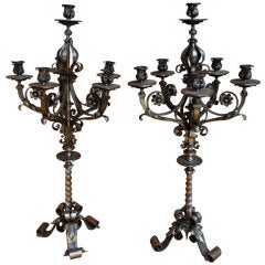 Pair of large medieval style candelabras 4