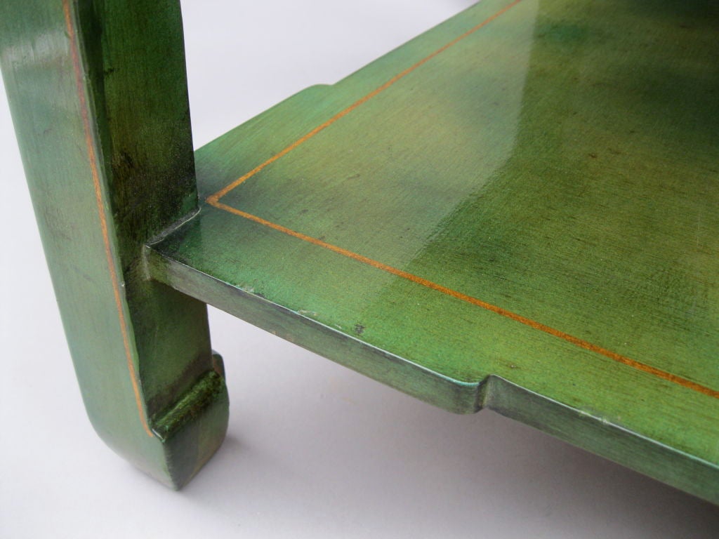 Mid-20th Century Pair of 1950 Square Green Lacquered Coffee Tables