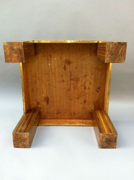 20th Century Small Elegant Coffee Table in Zebrano Wood and Gilt Brass