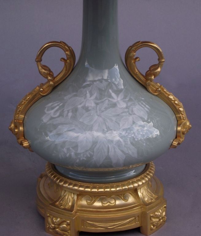 Pair Of Celadon Lamps