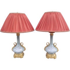 Antique Pair Of Celadon Lamps