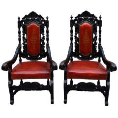 Pair of Gothic style armchairs