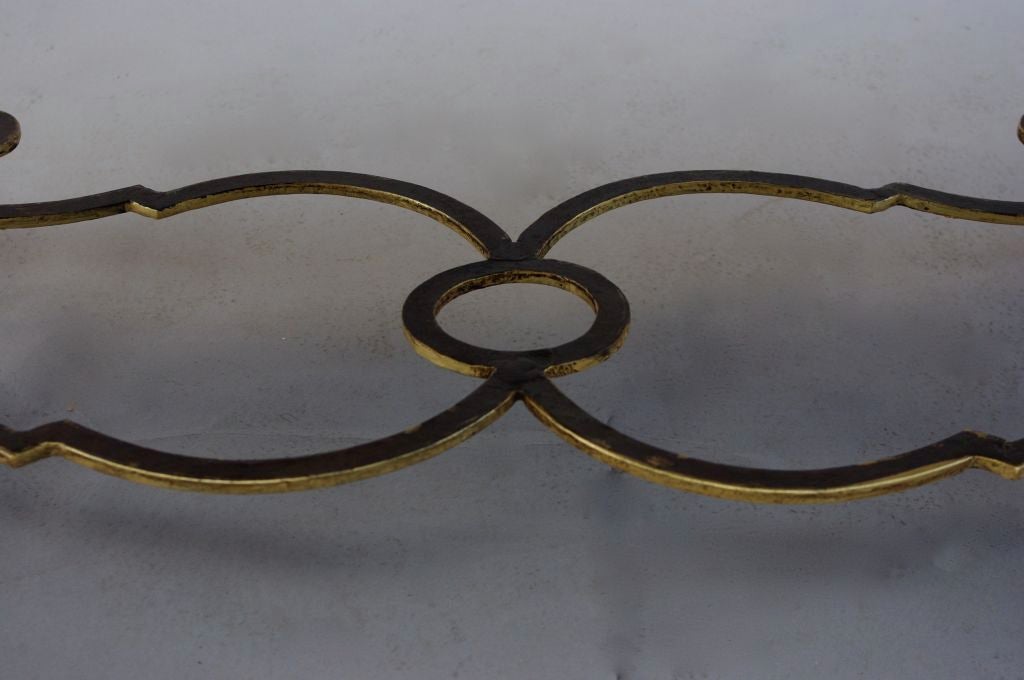 French Large 19th Century Wrought Iron Coffee Table with Curved Feet