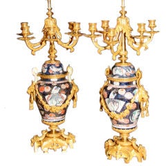 Pair of candelabras in Imari Porcelain