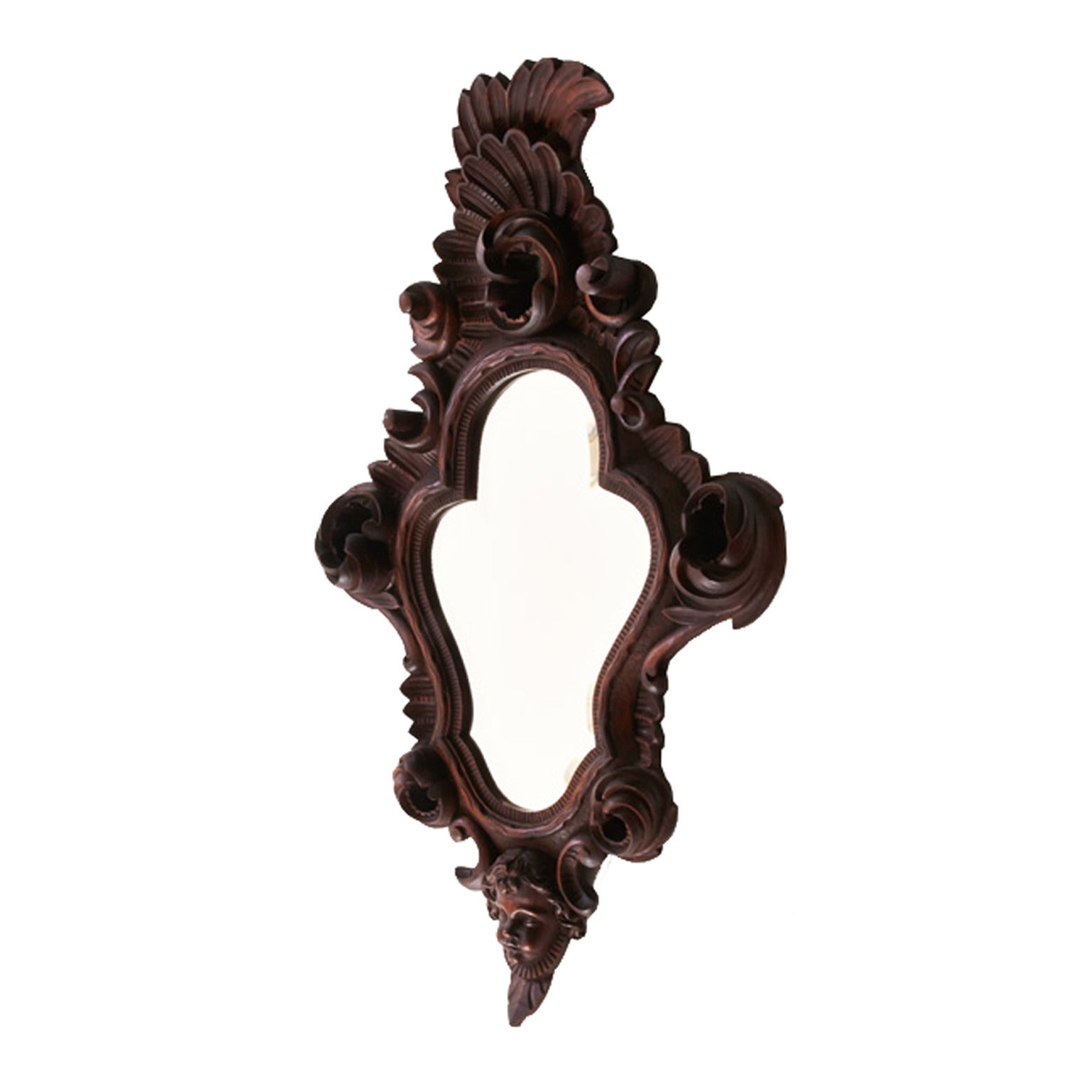 20th Century Carved Walnut Mirror