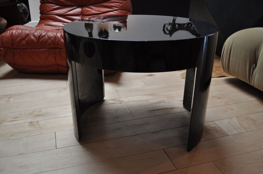 Side table by C. Colombo.Finished in black lacquer. Also available in various sizes,woods,and finish options available.