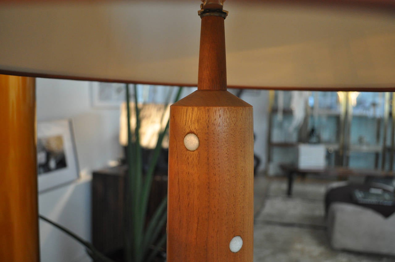 Mid-Century Modern Danish Wood and Ceramic Lamp 4